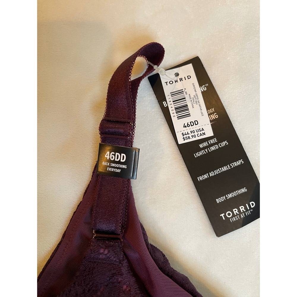 Torrid Curve 360 Back Smoothing Everyday Wire Free Lace Bra Purple 46DD NWT - Picture 3 of 6